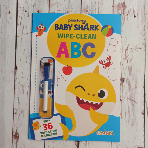 Baby Shark Wipe Clean ABC - książka po angielsku z suchościeralnym markerem