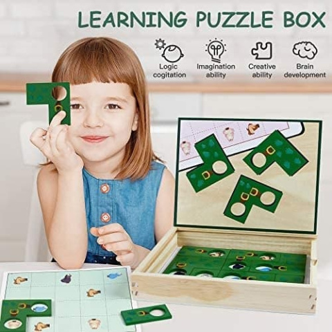 Learning Box "L" drewniana układanka z bobrami i pułapkami