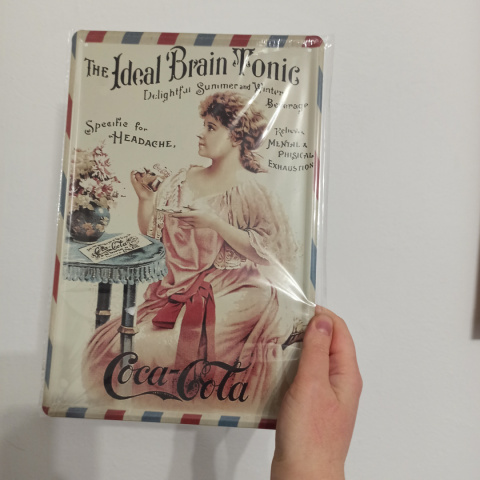 Metalowa tabliczka/szyld Coca Cola The Ideal Brain Tonic Metalowa tabliczka/szyld Coca Cola The Ideal Brain Tonic