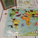 Puzzle Mapa Świata ze Zwierzętami w walizce