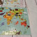 Puzzle Mapa Świata ze Zwierzętami w walizce