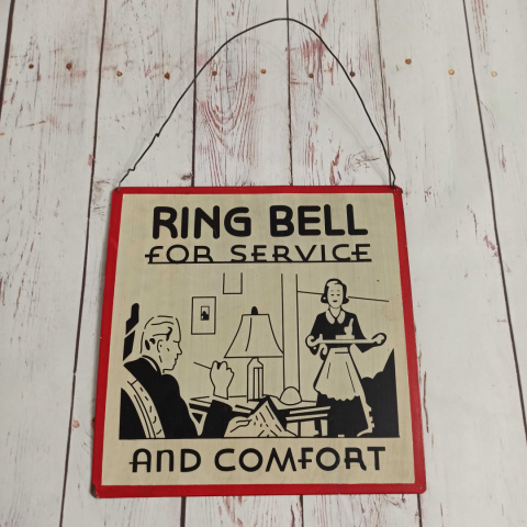 Metalowa tabliczka z hasłem Ring for Service and Comfort Metalowa tabliczka z hasłem Ring for Service and Comfort