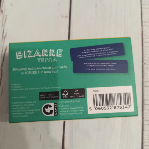 Bizzare Trivia multiple-choice quiz cards