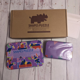 Shapes Puzzle - drewniane kształty do układania w obrazki z kart