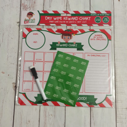 Elf Reward Chart - suchościeralny kalendarz adwentowy, naklejki, marker