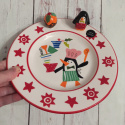 Talerzyk świąteczny Pudding i Pingwinek ręcznie malowany