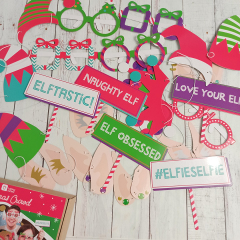 ELFIE SELFIE PHOTO KIT - 30 sztuk: okulary, tabliczki i akcesoria na gumkach