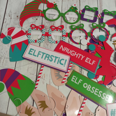 ELFIE SELFIE PHOTO KIT - 30 sztuk: okulary, tabliczki i akcesoria na gumkach