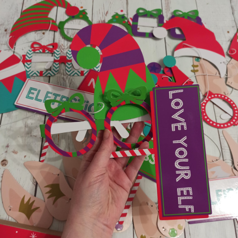 ELFIE SELFIE PHOTO KIT - 30 sztuk: okulary, tabliczki i akcesoria na gumkach