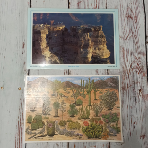 Dwustronna fotografia/mata Grand Canyon + roślinność i zwierzęta (niebieskie obramowanie)