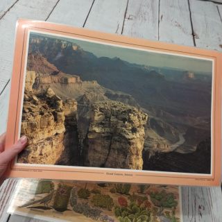 Dwustronna fotografia/mata Grand Canyon + roślinność i zwierzęta (pomarańczowe obramowanie)