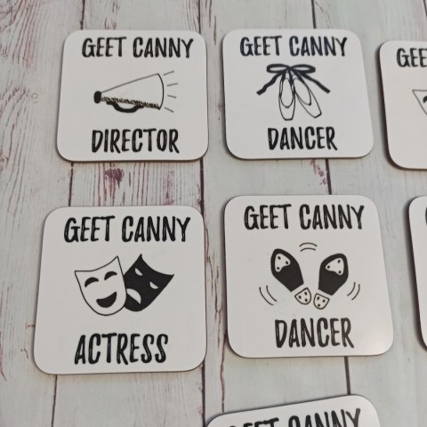 Zestaw Podstawek Geek Canny: Actor, Actress, Director, Dancer - 7 sztuk