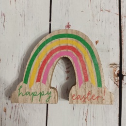 Dekoracja HAPPY EASTER - TĘCZA, drewniana