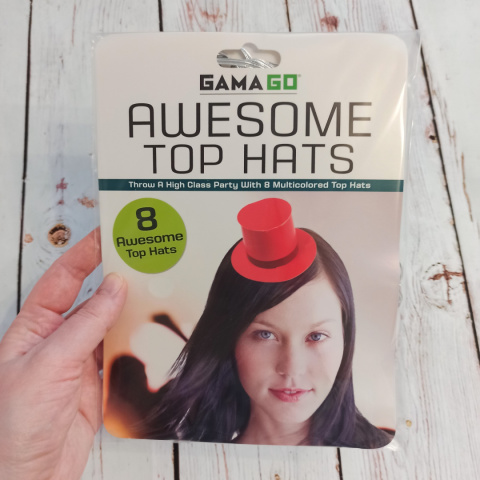 Awesome Top Hats - zestaw 8 mini kapeluszy na gumce - różne kolory NOWE