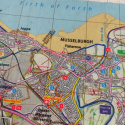 Materiałowa mapa/bandana szkockiego miasta Dalkeith NOWA