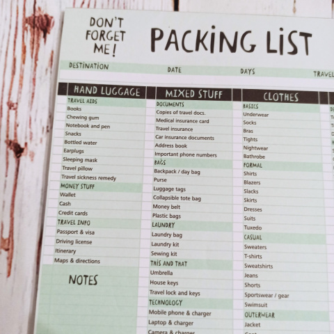 DON'T FORGET ME - Packing List dla dorosłych NOWY