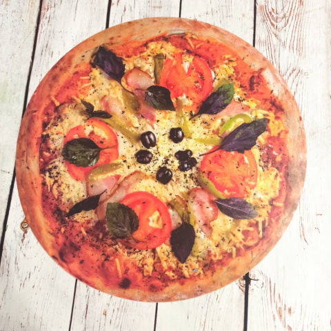 Plastikowa mata Pizza XL 38 cm OLIWKI - na zajęcia o pizzy, jedzeniu