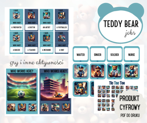 Teddy Bear Jobs - zestaw do druku + karty pracy PDF