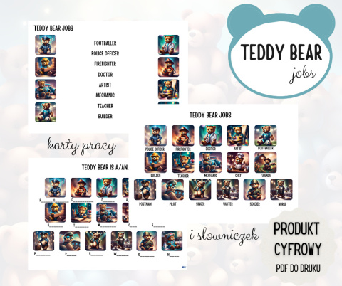 Teddy Bear Jobs - zestaw do druku + karty pracy PDF