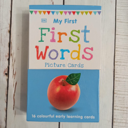 My First Words Picture Cards grube flashcards dla dzieci z pytaniam na odwrocie