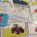 My First Words Picture Cards grube flashcards dla dzieci z pytaniam na odwrocie