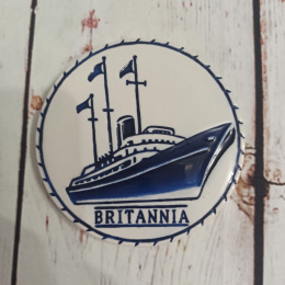 Ceramiczna Podkładka/ Dekoracja ze statkiem królowej brytyjskiej BRITANNIA