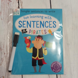 SENTENCES - fun learning with PIRATES - suchościeralna książeczka NOWA