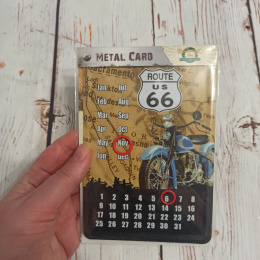 Wieczny Kalendarz Metal Card z magnesami ROUNTE 66 US - NOWY