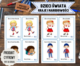 Zestaw kart Dzieci Świata - kraje i narodowości ANGIELSKI - PDF