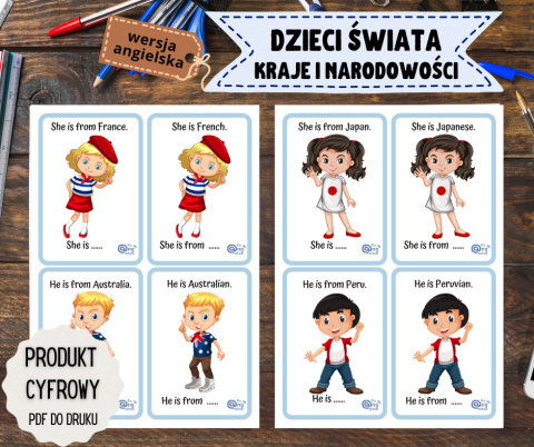 Zestaw kart Dzieci Świata - kraje i narodowości ANGIELSKI - PDF