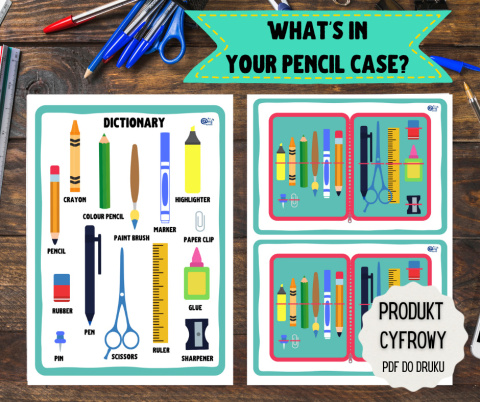 Gra przybory szkolne - What's in your pencil case? - plik PDF