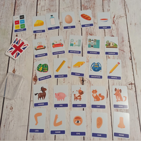 Karty po angielsku 61 MINI-Flashcards RÓŻNE KATEGORIE - NOWE