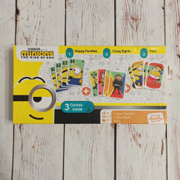 MINIONS - 3 GRY: Crazy Eights, Pairs, Happy Families z minionkami