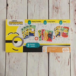 MINIONS - 3 GRY: Crazy Eights, Pairs, Happy Families z minionkami