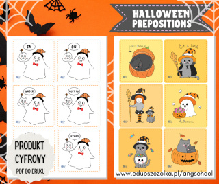 Gra Halloween Prepositions of place wersja angielska plik pdf