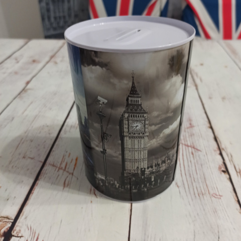 Puszka WELCOME TO LONDON - skarbonka 15x10 cm NOWA - Tower Bridge, Big Ben, St. Paul's Cathedral