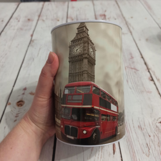 Puszka WELCOME TO LONDON - skarbonka 15x10 cm NOWA - autobus, Big Ben, budka