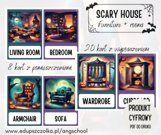 SCARY HOUSE meble i pomieszczenia - do druku + gry i wersja online