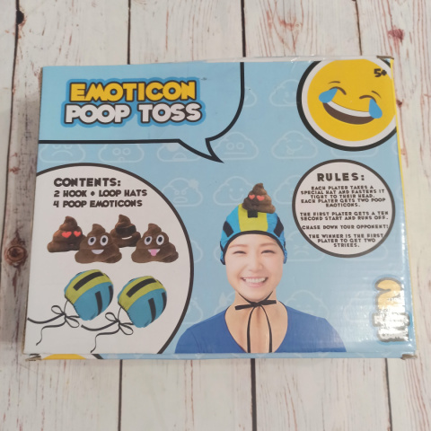 Emoticon Poop Toss - gra w rzucanie kupkami z emocjami - 2 czapki + 4 kupki emocje