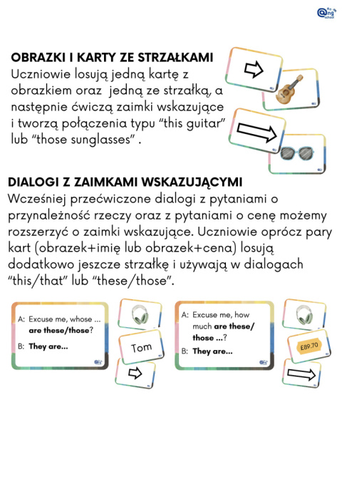 OUR THINGS - clothes, school supplies and personal gadgets - possessives, demonstratives, whose, how much zestaw do druku PDF