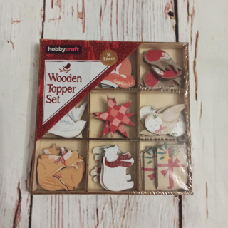 Wooden Topper Set - 32 sztuki 9 wzorów NOWY - drewniane figurki