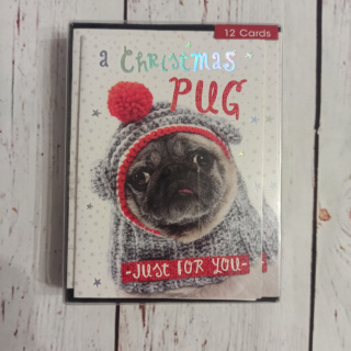 Zestaw 12 świątecznych kartek Christmas Pug NOWY