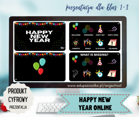 HAPPY NEW YEAR dla klas 1-3 i przedszkola - prezentacja PDF