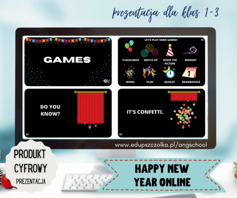 HAPPY NEW YEAR dla klas 1-3 i przedszkola - prezentacja PDF