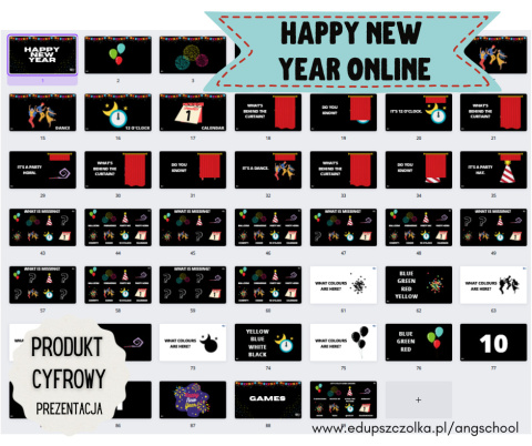 HAPPY NEW YEAR dla klas 1-3 i przedszkola - prezentacja PDF