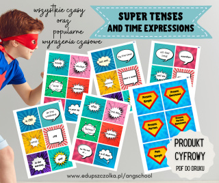 Karty gramatyczne Super Tenses and Time Expressions - gra w pliku PDF