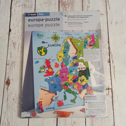 Puzzle EUROPE - drewniane z uchwytami