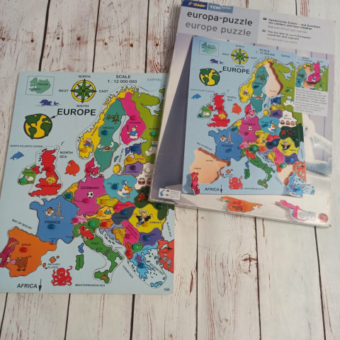 Puzzle EUROPE - drewniane z uchwytami