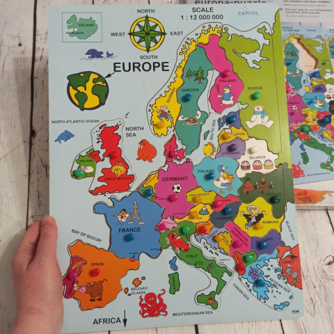 Puzzle EUROPE - drewniane z uchwytami