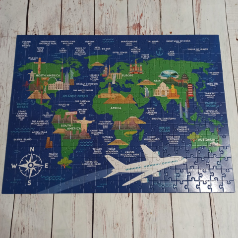 Puzzle Mapa Świata Landmarks of the World 300 elementów - 60x45 cm